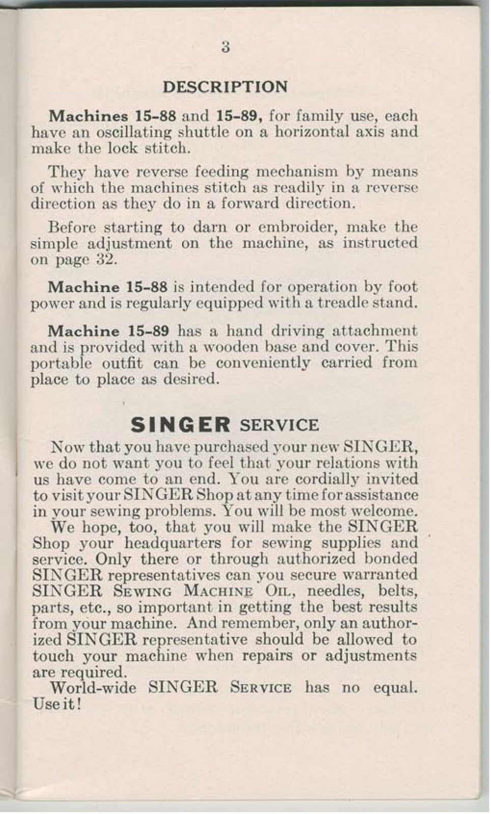 SINGER 15-88 15-89 Instruction Manual - WIRE BOUND - COVERS