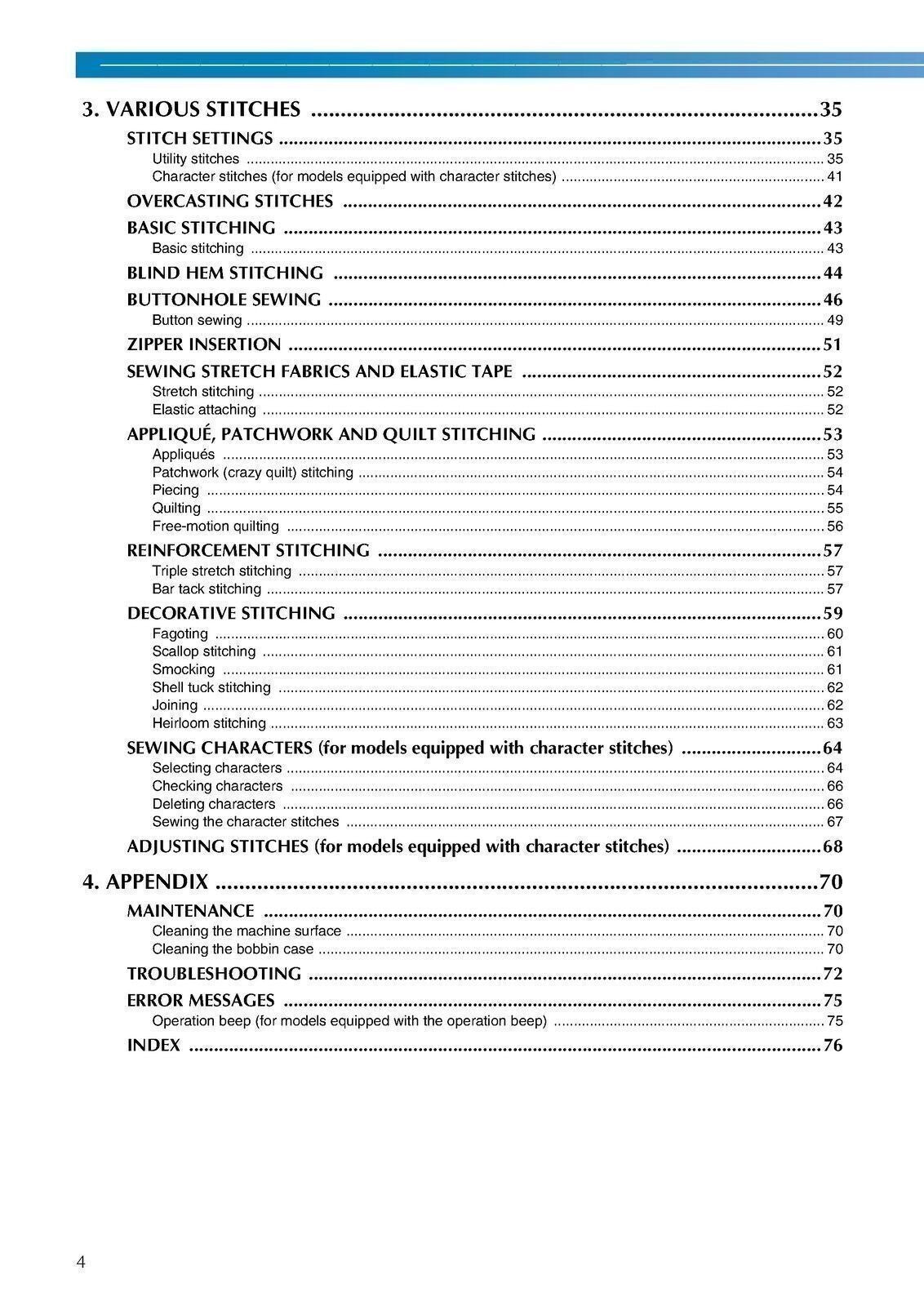 Brother Project Runway XR9500PRW Sewing Machine Manual User Guide COLOR