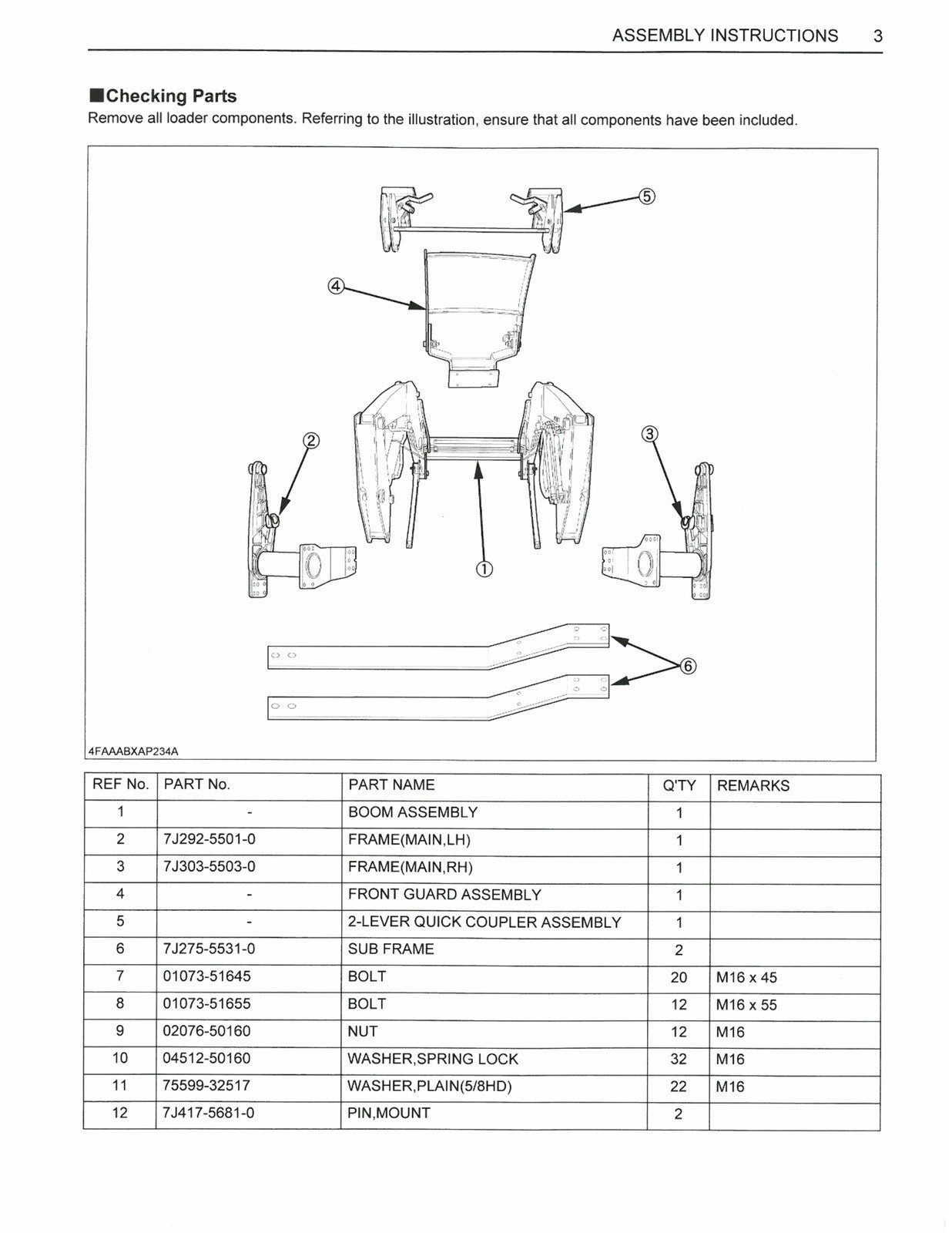 KUBOTA LA1065A Assembly Instructions Manual - STEEL WIRE BOUND - TOUGH COVERS