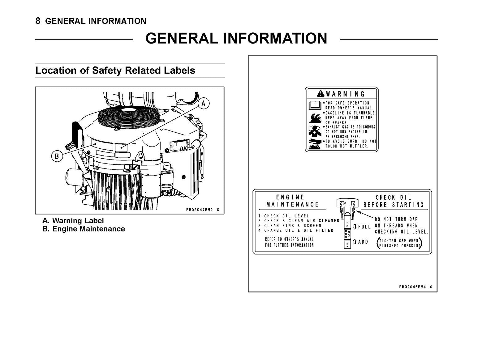 KAWASAKI FX921V FX1000V Gas Engine Owners Manual - WIRE BOUND - TOUGH COVERS