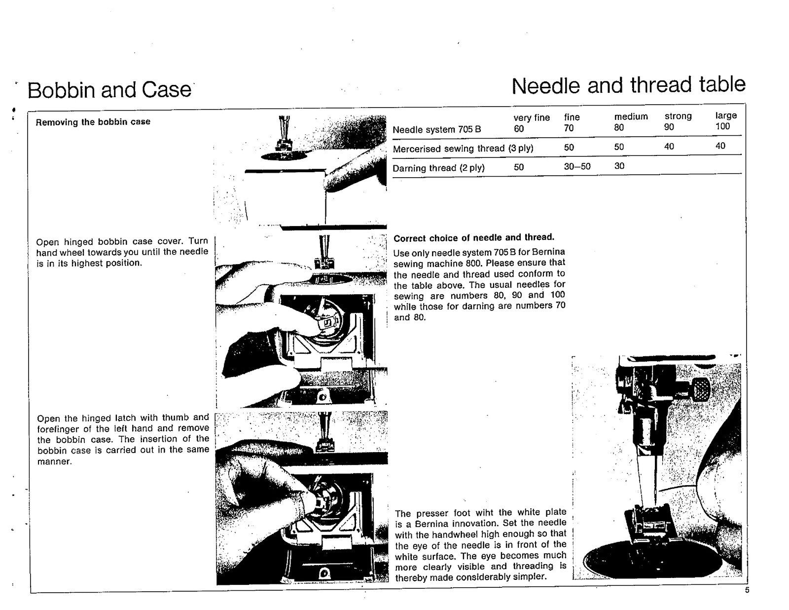BERNINA 800 Sewing Machine User Manual - STEEL WIRE BOUND - PROTECTIVE COVERS