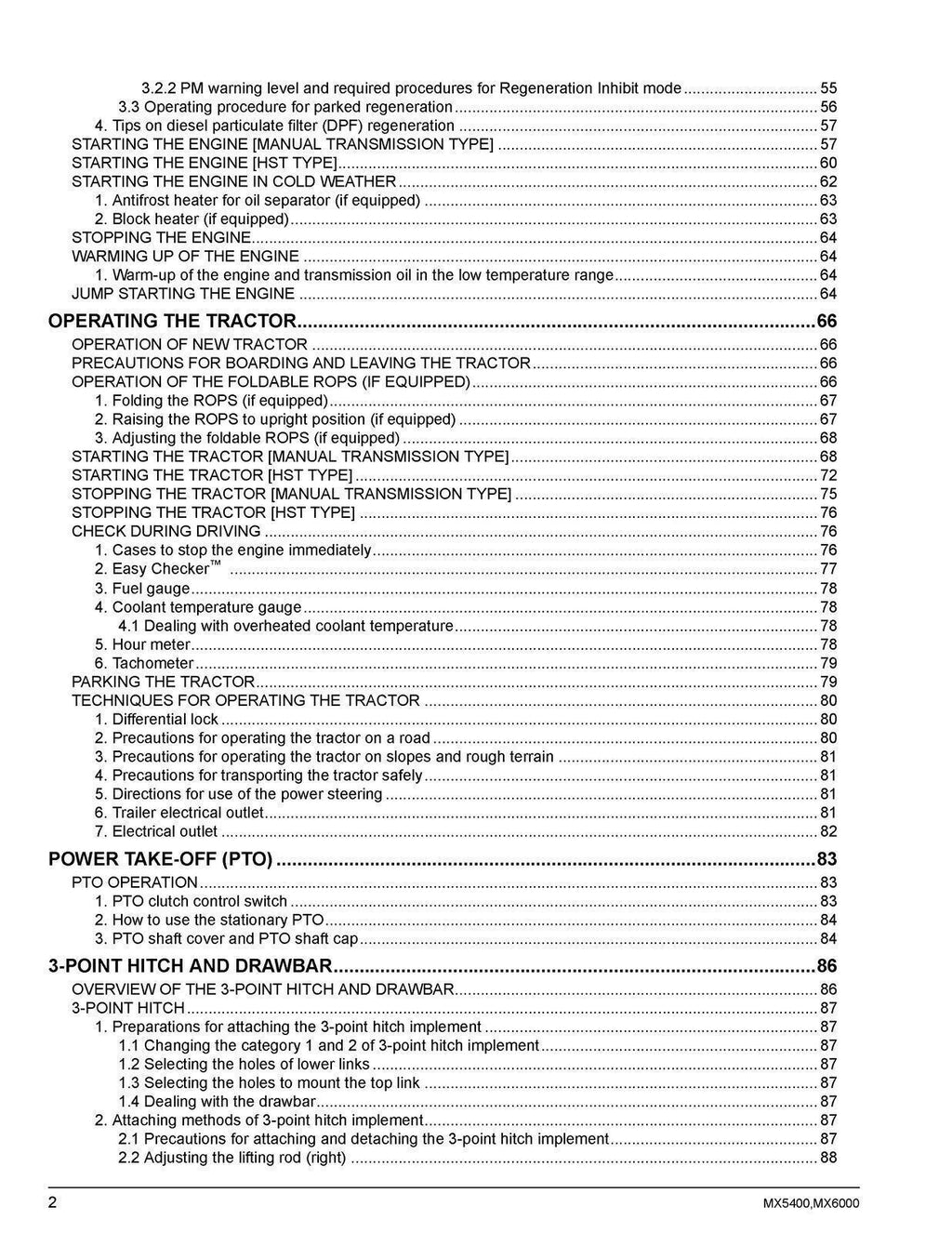KUBOTA Tractor MX5400 MX6000 User Manual Operator's Guide [DURABLE WIRE BOUND]