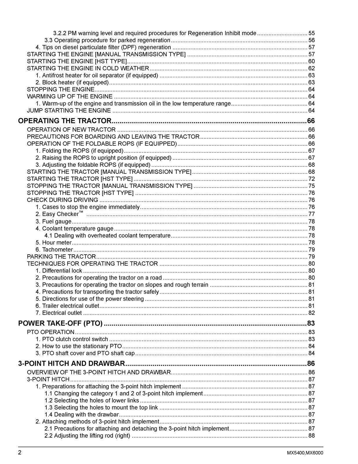KUBOTA Tractor MX5400 MX6000 User Manual Operator's Guide [DURABLE WIRE BOUND]