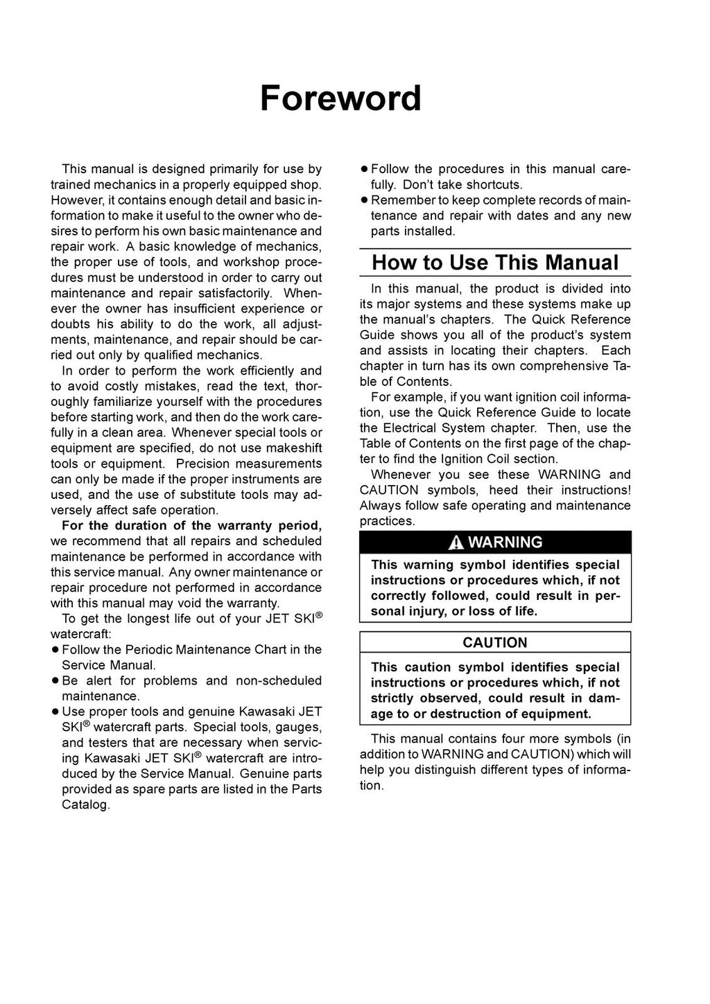 KAWASAKI JET SKI WATERCRAFT ULTRA LX SERVICE MANUAL - WIRE BOUND - TOUGH COVERS