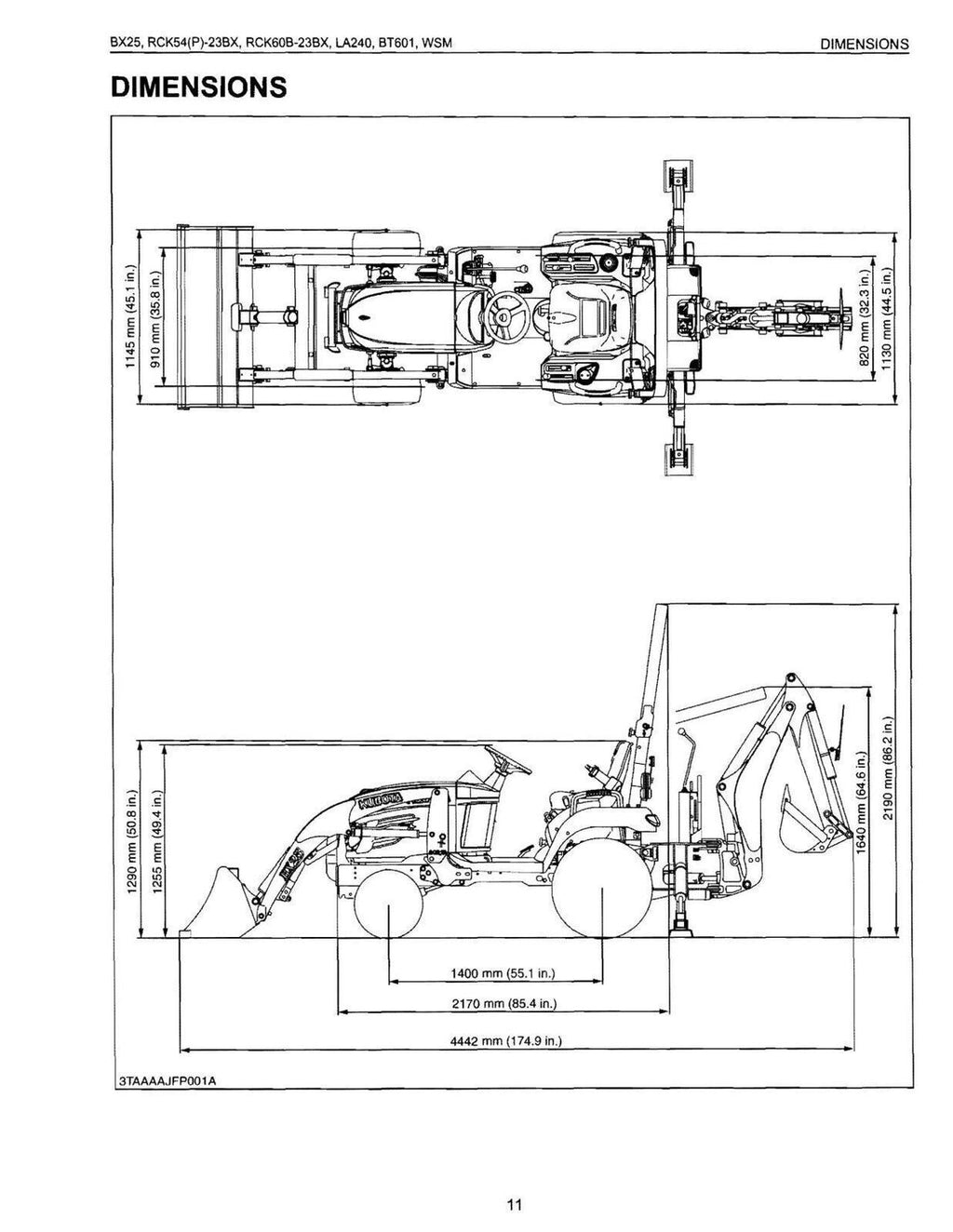 KUBOTA BX25 RCK54(P)-23BX RCK60B-23BX LA240 BT601 WORKSHOP MANUAL - TOUGH COVERS