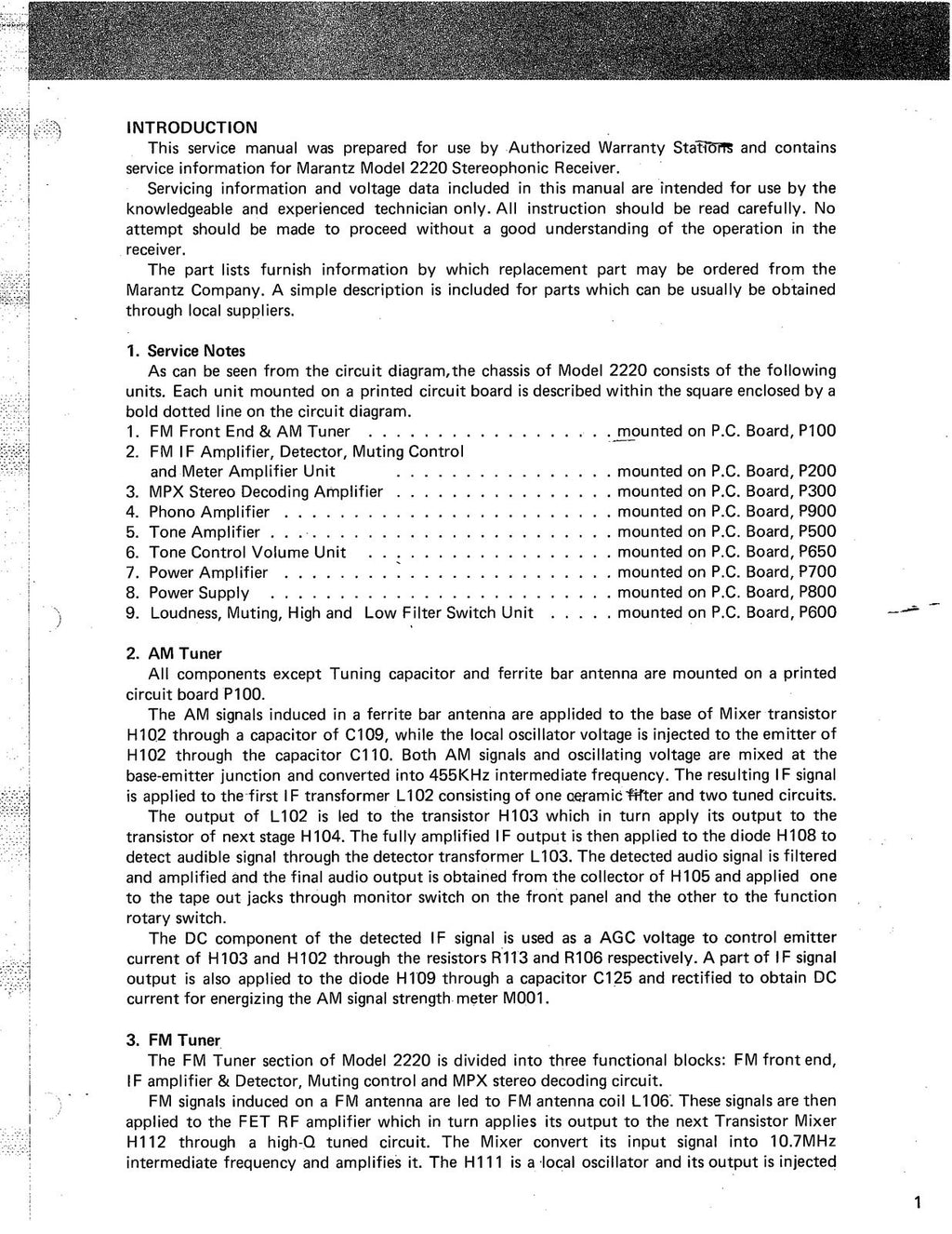 MARANTZ 2220 Service Manual - STEEL WIRE BOUND - PROTECTIVE COVERS