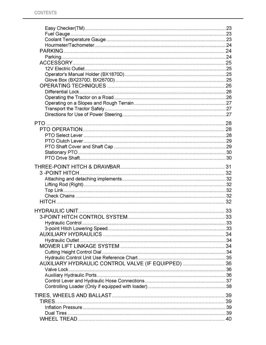 KUBOTA BX1870 BX2370 BX2670 OPERATORS MANUAL - STEEL WIRE BOUND & TOUGH COVERS