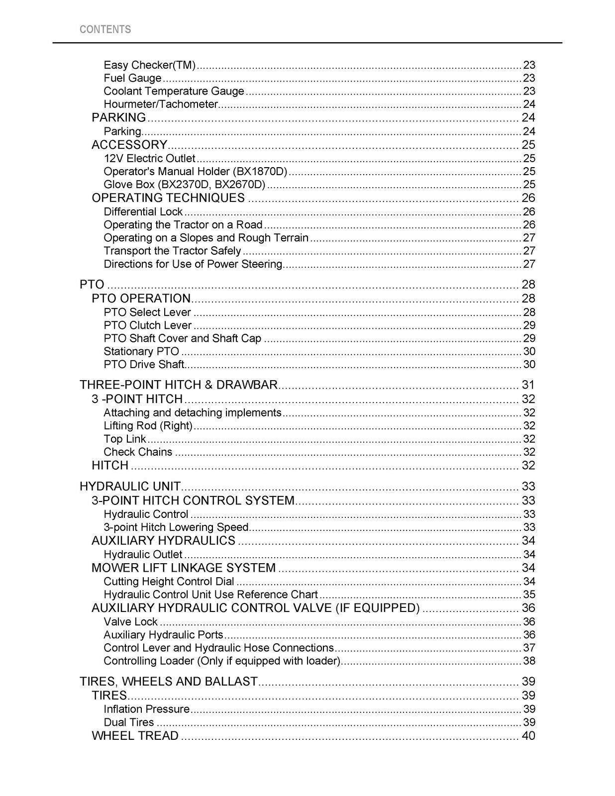 KUBOTA BX1870 BX2370 BX2670 OPERATORS MANUAL - STEEL WIRE BOUND & TOUGH COVERS