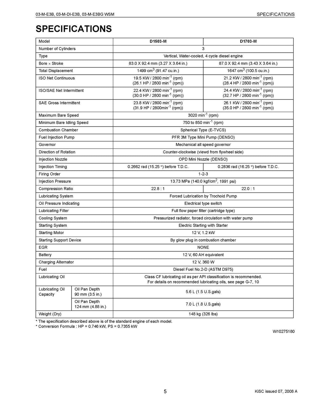 KUBOTA DIESEL ENGINE WSM SERIES WSM03-M-E3B 03-M-DI-E3B 03-M-E3BG WORKSHP MANUAL