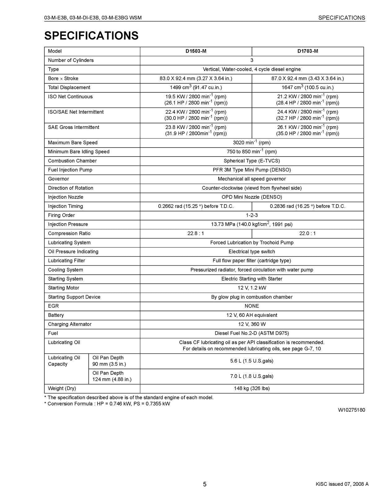 KUBOTA DIESEL ENGINE WSM SERIES WSM03-M-E3B 03-M-DI-E3B 03-M-E3BG WORKSHP MANUAL