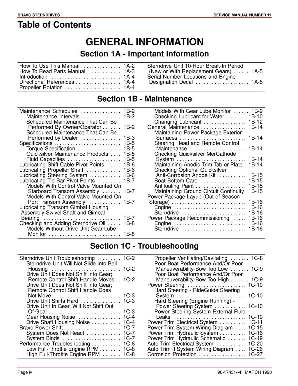 MERCURY MERCRUISER SERVICE MANUAL NO. 11 BRAVO STERNDRIVES - WIRE BOUND - COVERS