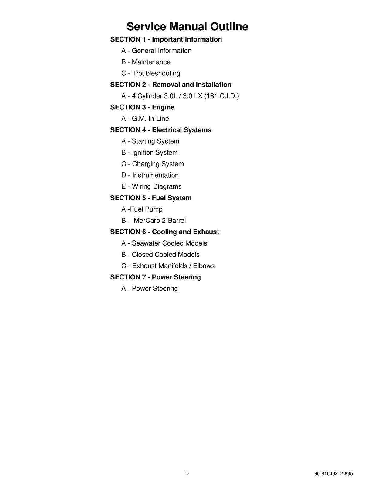 MERCURY MERCRUISER NO. 13 MARINE ENGINES SERVICE MANUAL - WIRE BOUND - COVERS
