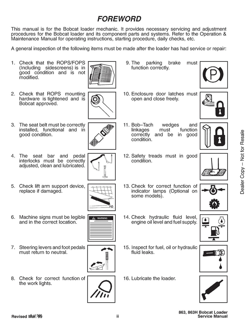 BOBCAT 863 & 863 HIGH FLOW SERVICE MANUAL - WIRE BOUND - COVERS - HUGE FOLDOUTS!