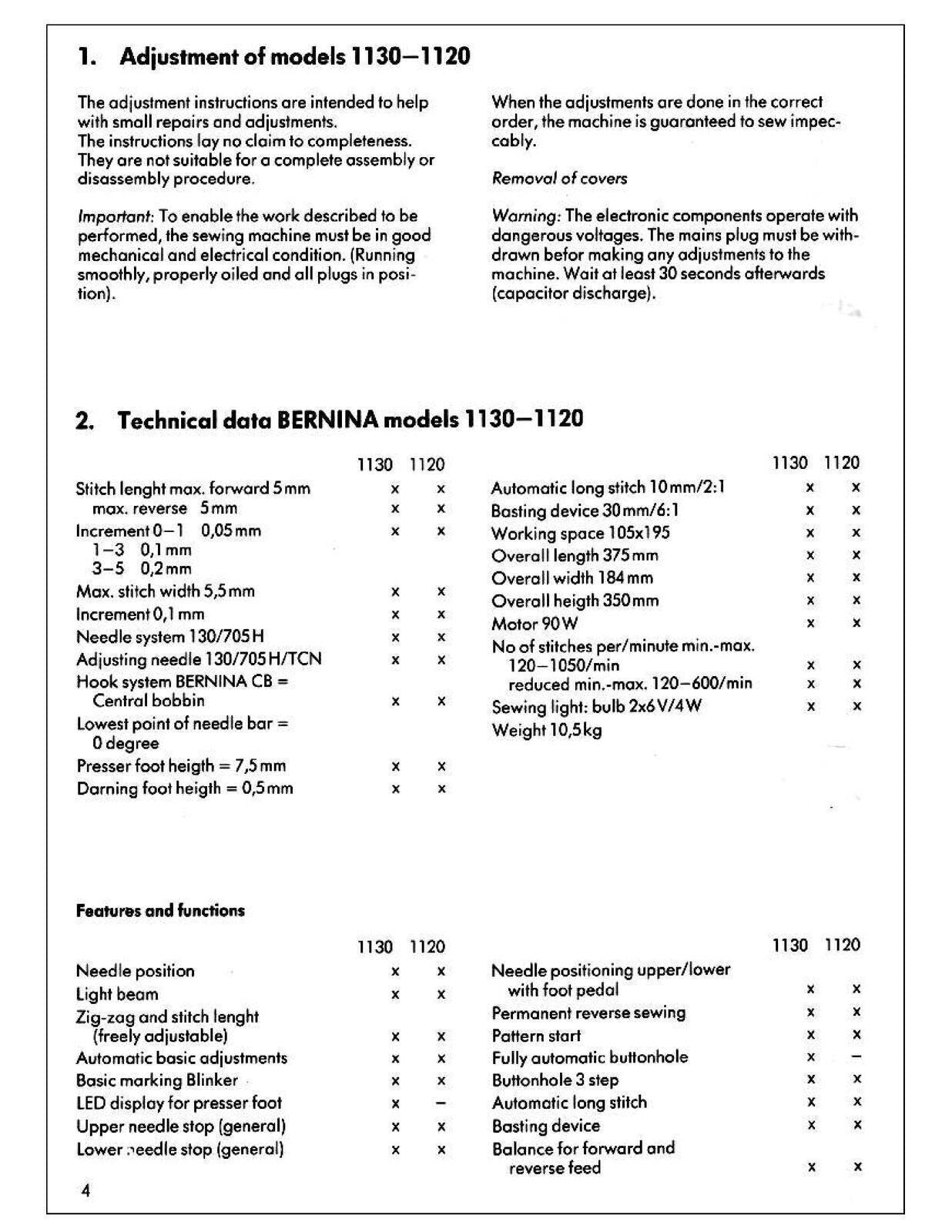 BERNINA 1130 1120 SERVICE Manual Guide  - TOUGH WIRE BINDING & COVERS