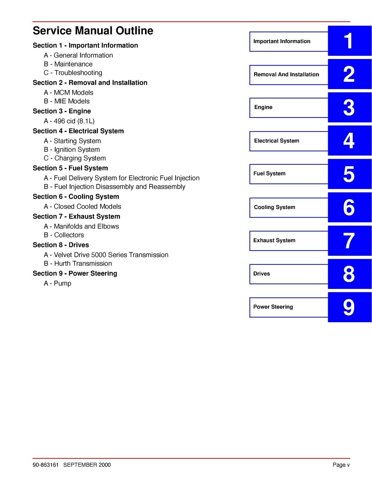MERCURY Mercruiser No. 30 8.1L Gasoline Engine Service Manual WIRE BOUND, COVERS