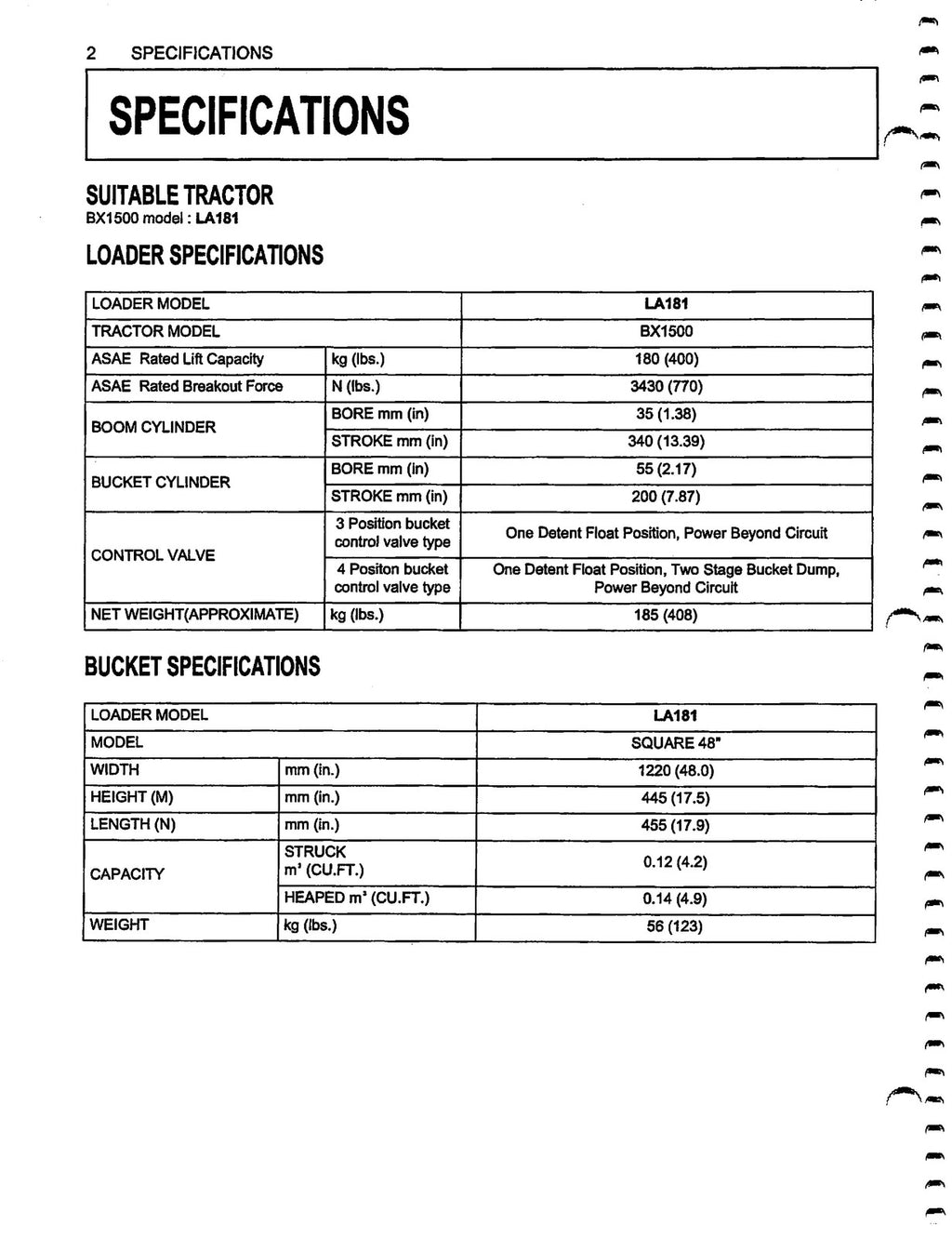 KUBOTA LA181 Front Loader Operators Manual - STEEL WIRE BOUND - TOUGH COVERS