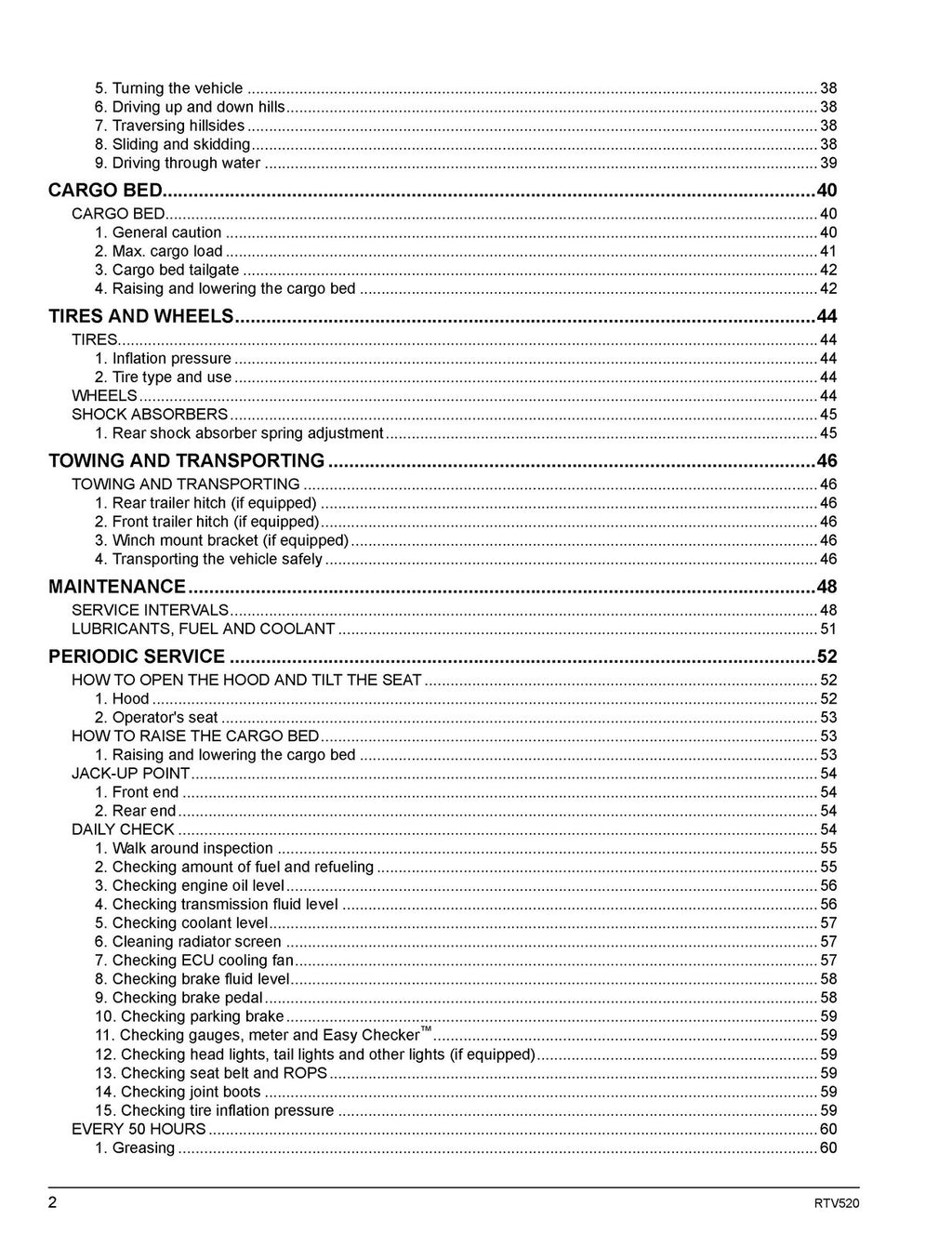 KUBOTA RTV520 Utility Vehicle Operators Manual - STEEL WIRE BOUND - TOUGH COVERS