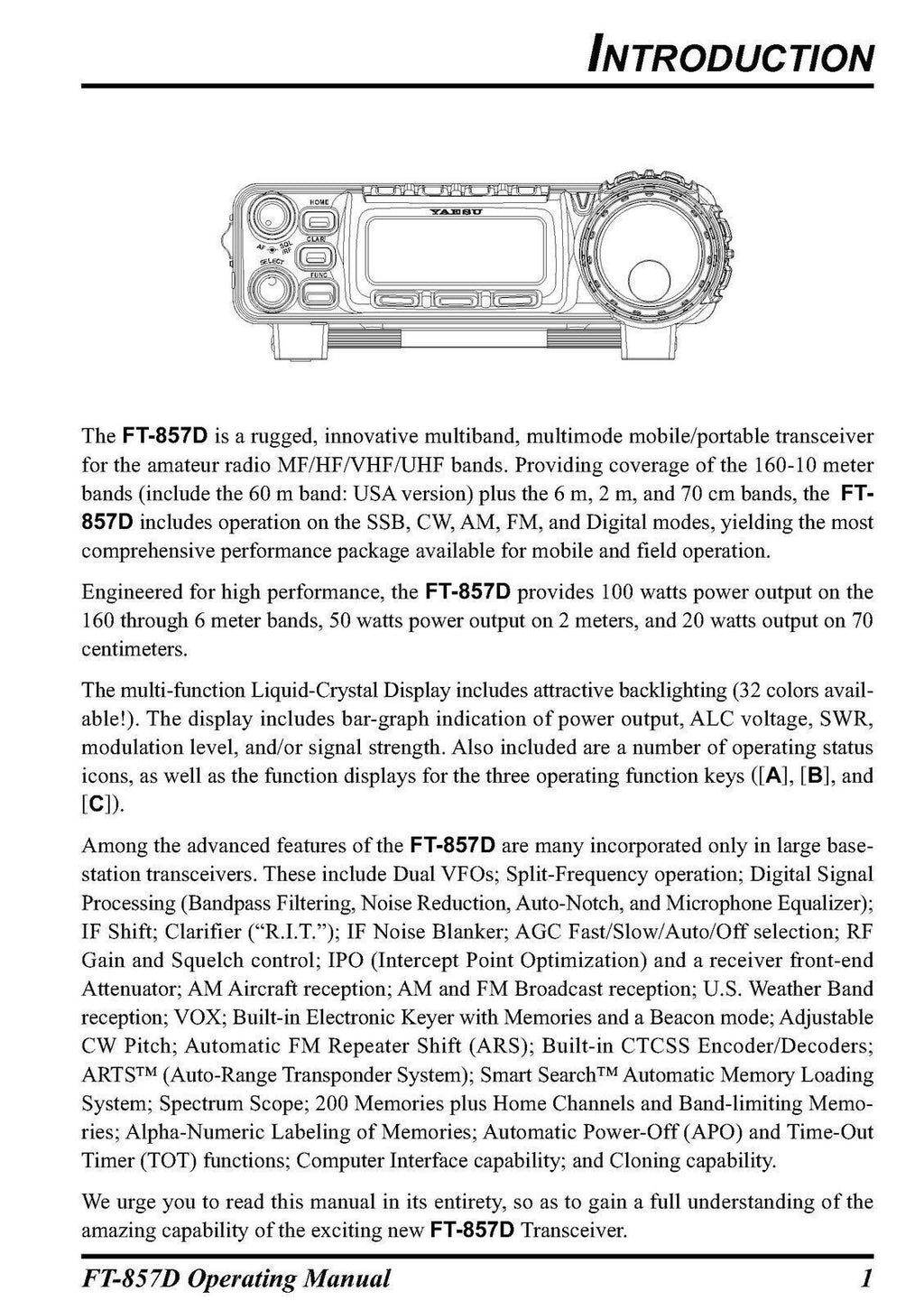YAESU FT-857D Transceiver User Manual Owners Instructions - TOUGH WIRE BINDING
