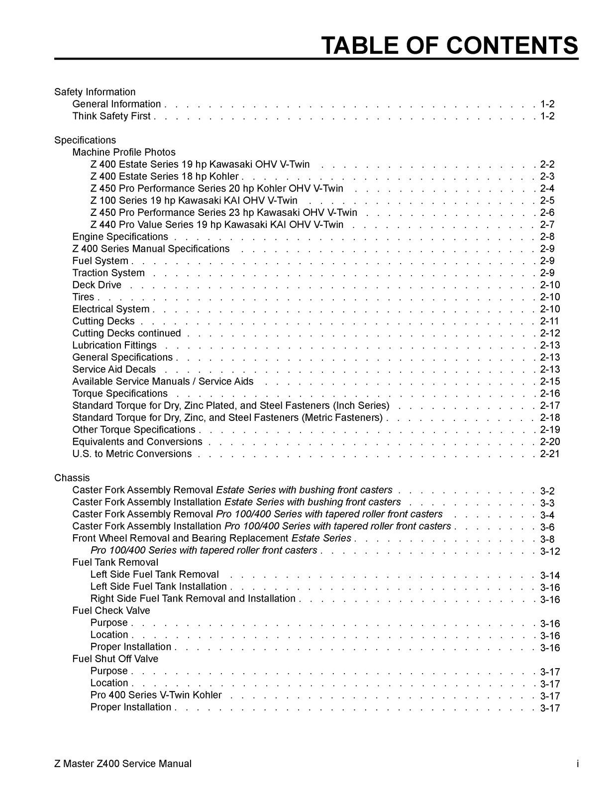 TORO Z Master Z400 Series SERVICE MANUAL - STEEL WIRE BOUND - PROTECTIVE COVERS