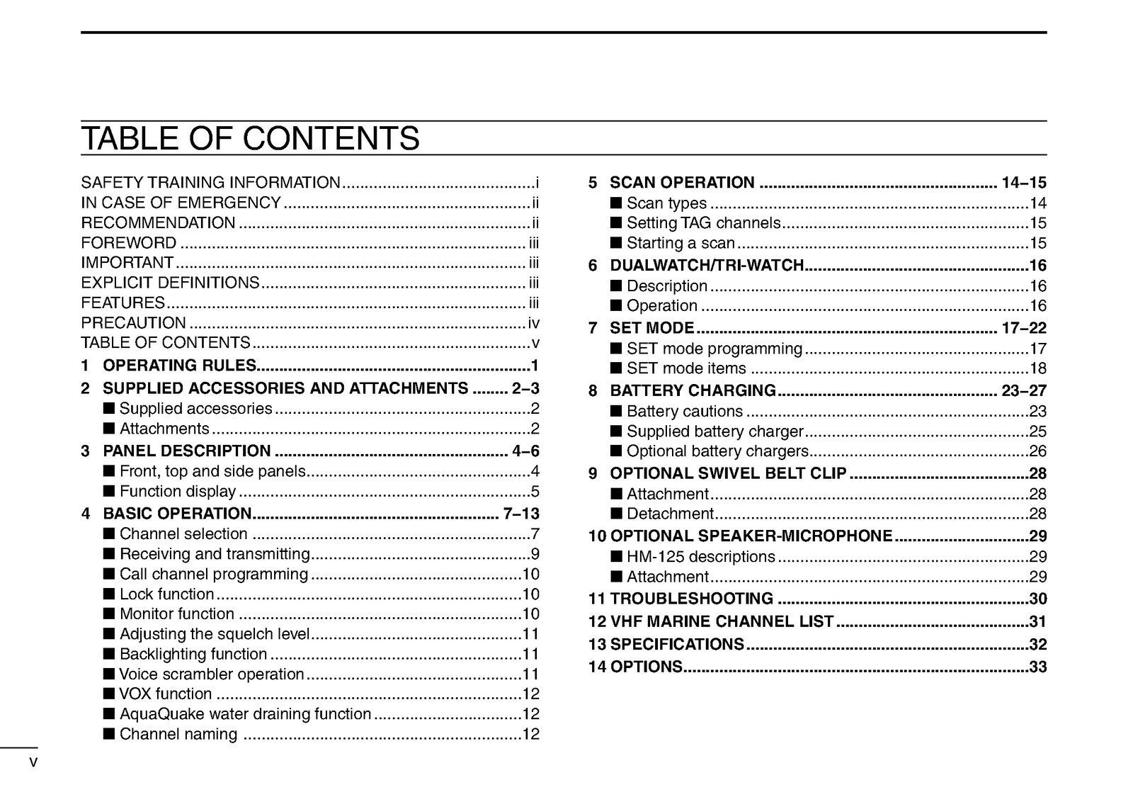 ICOM IC-M72 MARINE TRANSCEIVER INSTRUCTION MANUAL - WIRE BOUND - TOUGH COVERS