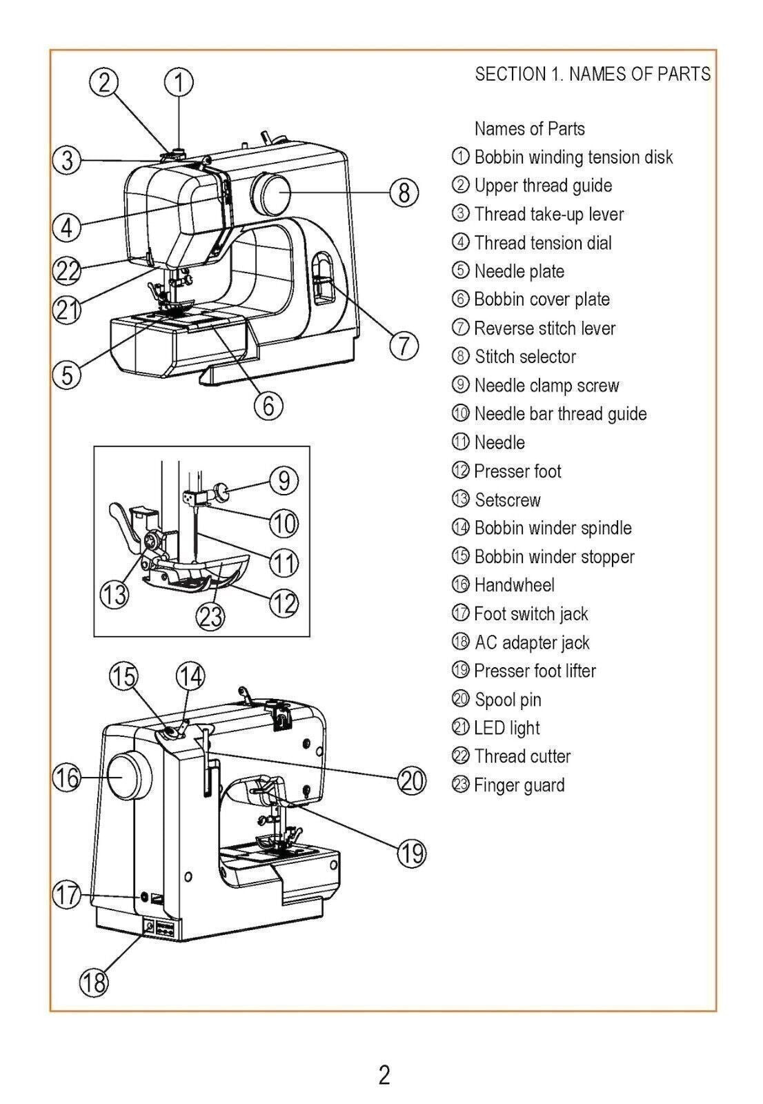 SINGER M1000 M1005 Sewing Machine User Manual Instructions for Use
