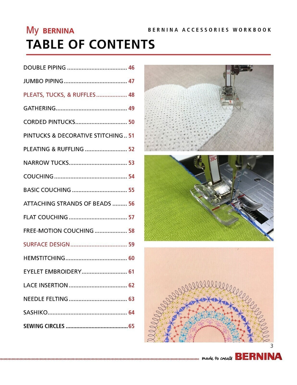 MY BERNINA Presser Feet & Accessories Mastery Workbook Manual WIRE BOUND, COVERS