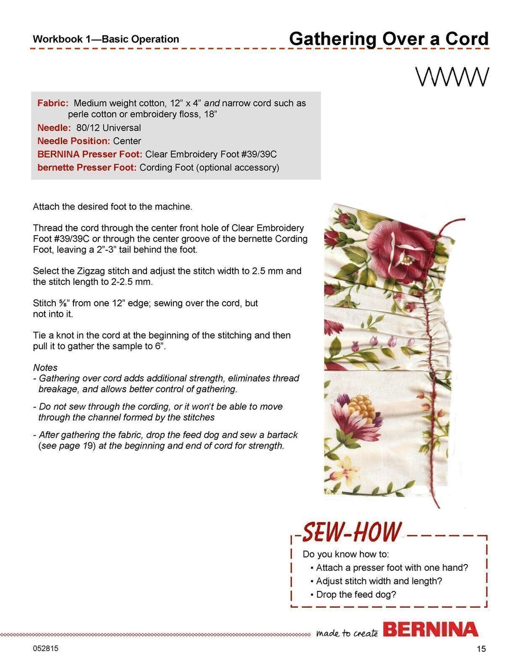 My Bernina Sewing Machine Workbook 1: Basic Operation (for ALL Bernina Models)