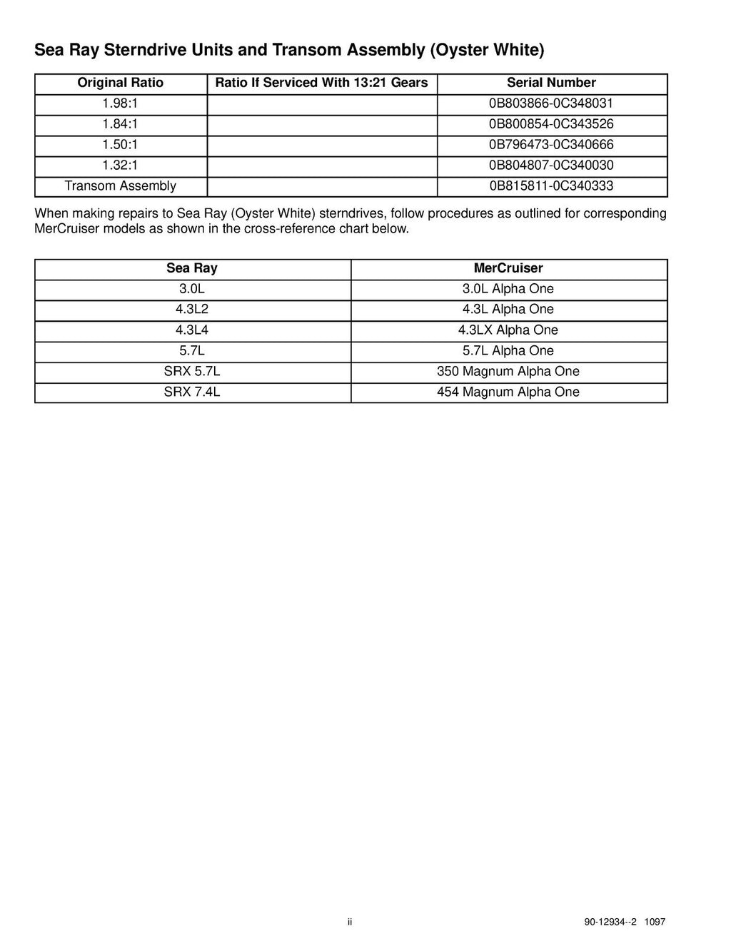 MERCURY MERCRUISER NO. 6 STERNDRIVE UNITS R MR ALPHA ONE SS SERVICE MANUAL BOUND