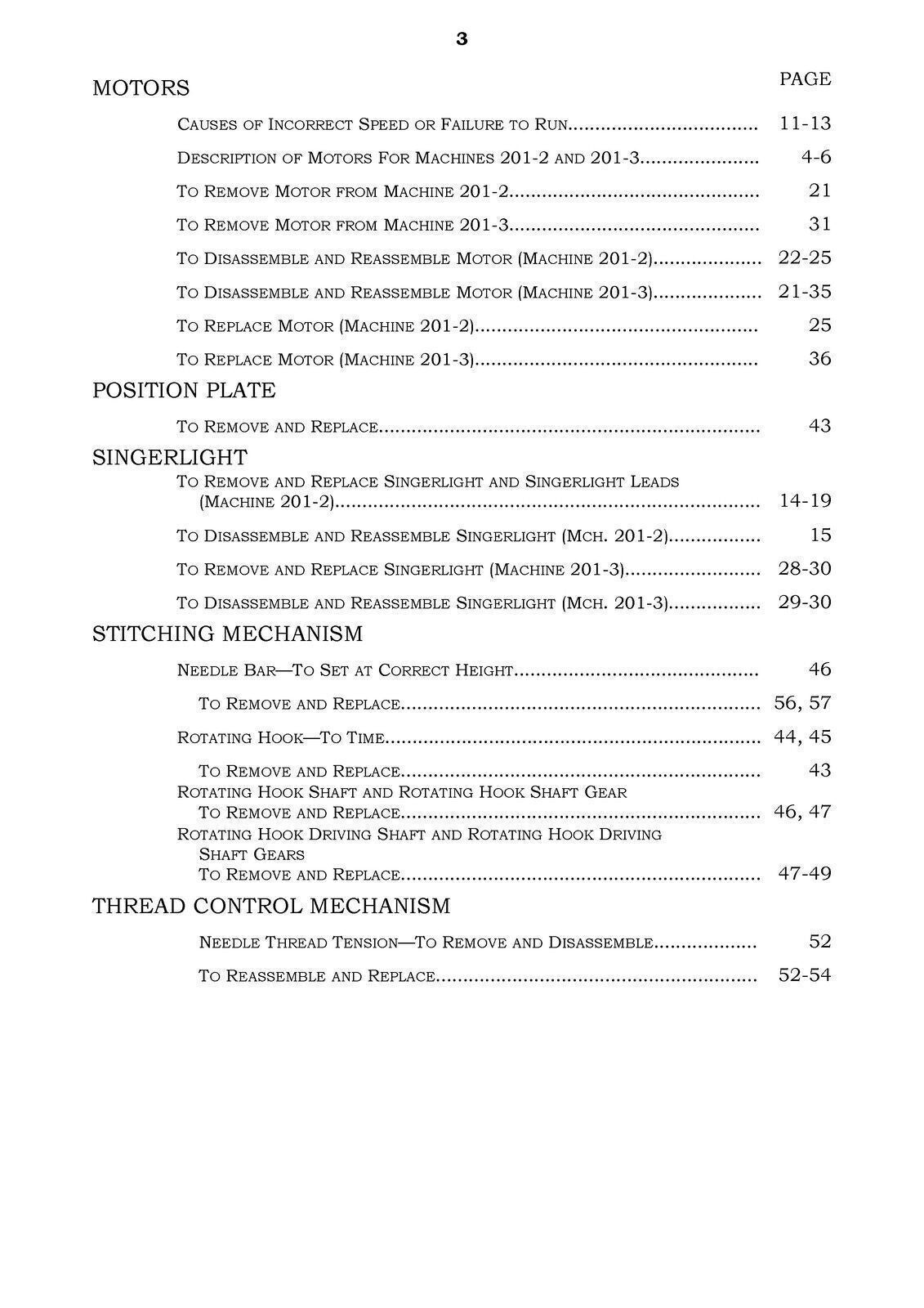 SINGER 201-1 201-2 201-3 201-4 1200-1 ADJUSTERS Manual - TOUGH WIRE BINDING