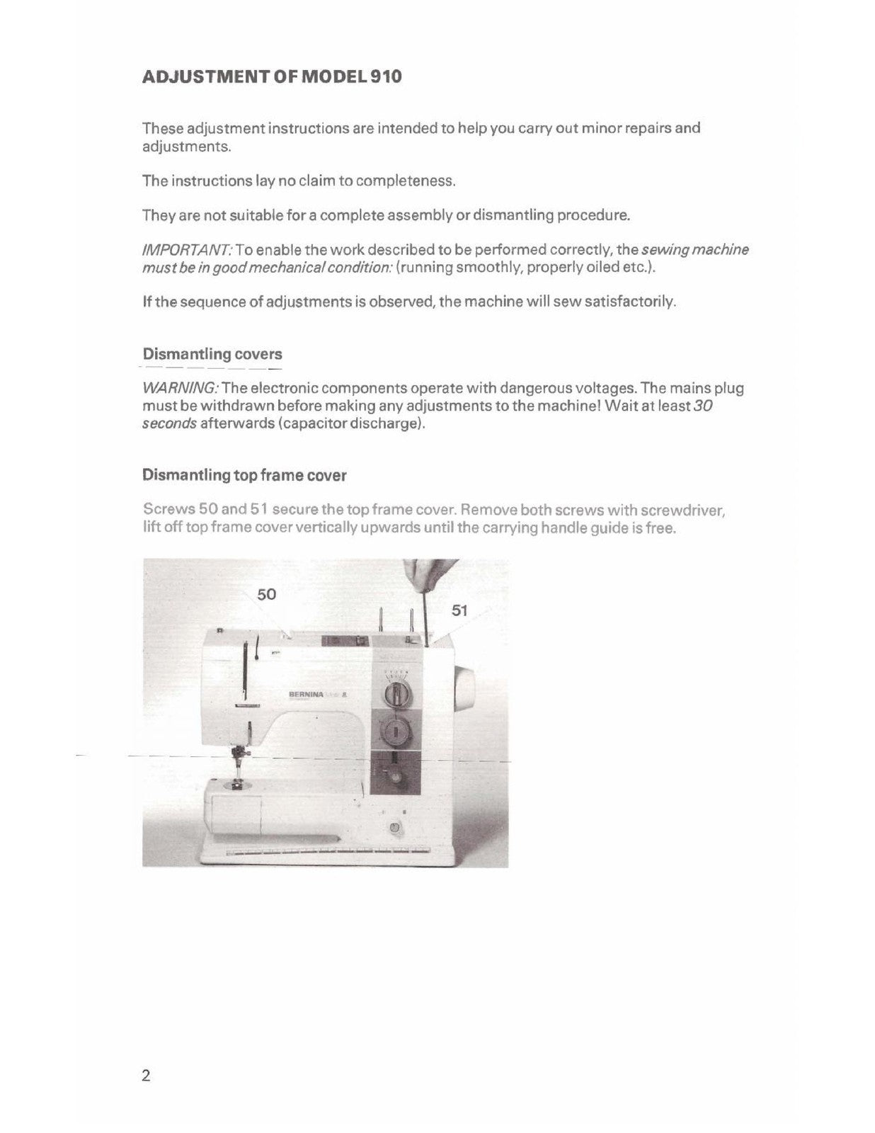 BERNINA Matic Model 910 Sewing Machine Service Manual- STEEL WIRE BOUND - COVERS