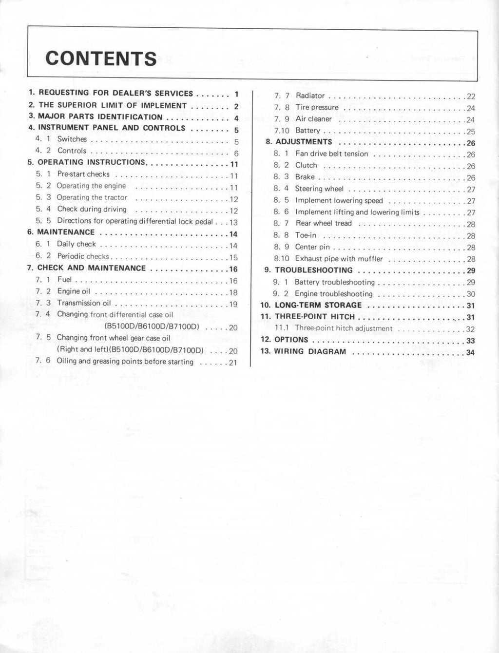 KUBOTA B5100D B5100E B6100D B6100E B7100D TRACTOR OPERATORS MANUAL - WIRE BOUND
