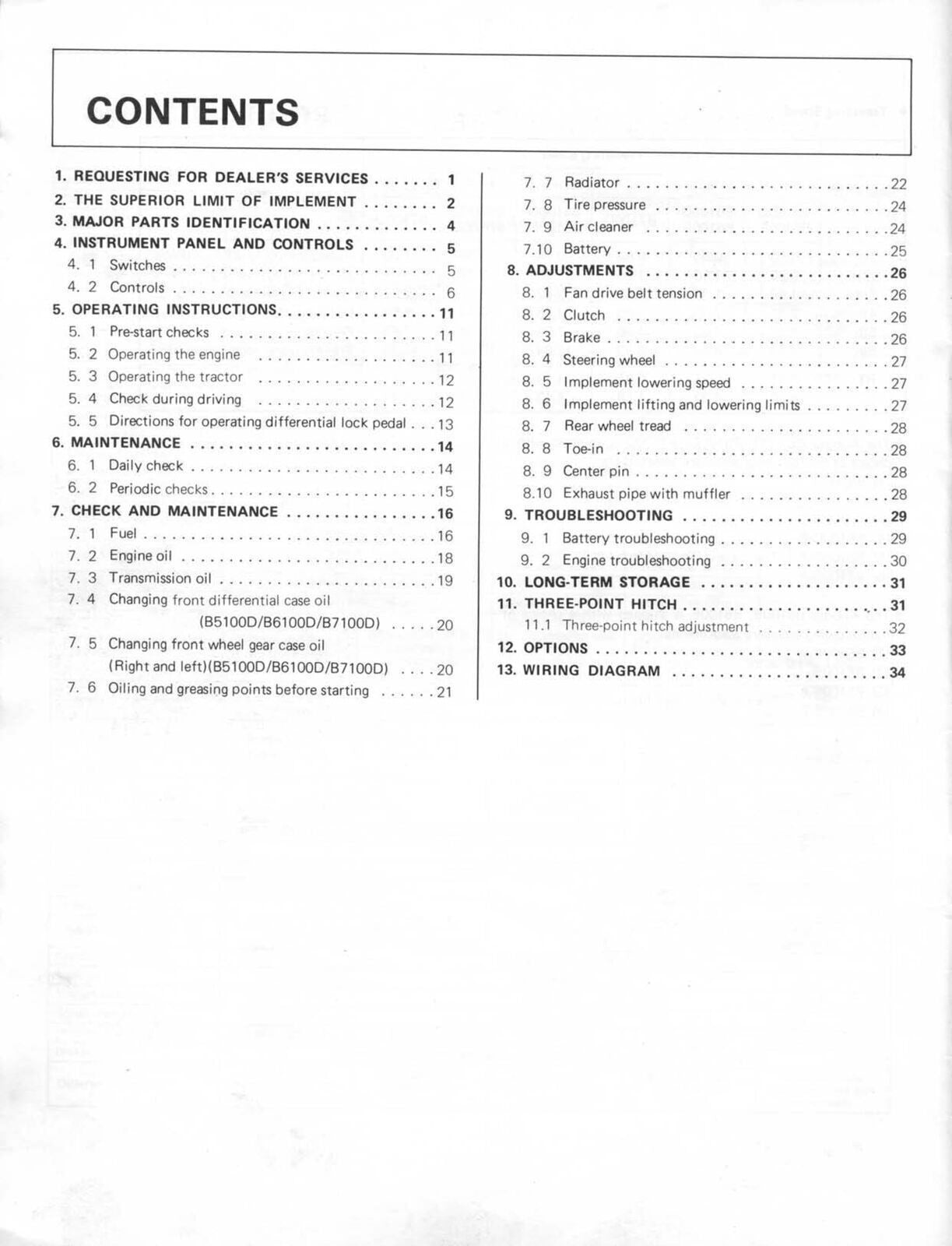 KUBOTA B5100D B5100E B6100D B6100E B7100D TRACTOR OPERATORS MANUAL - WIRE BOUND