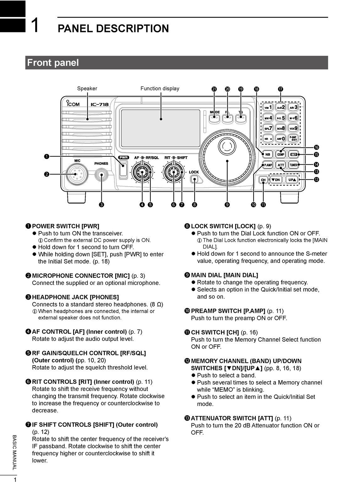 ICOM IC-718 HF ALL BAND TRANSCEIVER BASIC MANUAL - WIRE BOUND - TOUGH COVERS