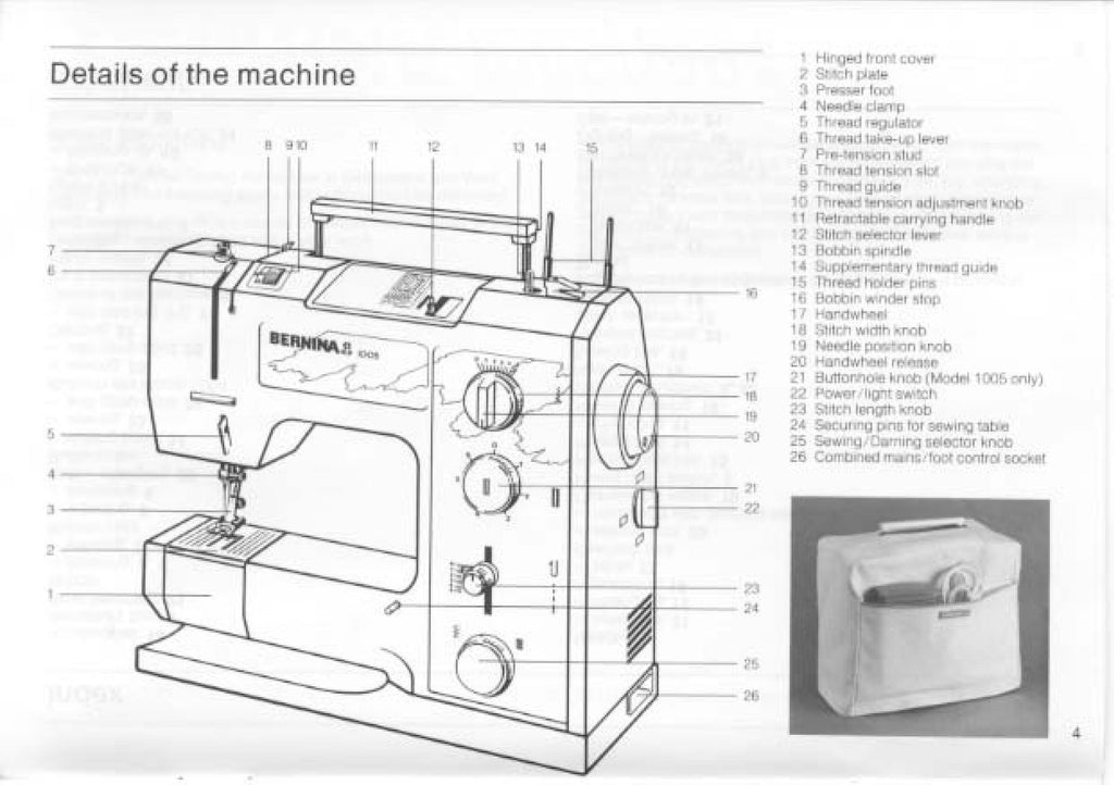 BERNINA 1004 1005 Sewing Machine Instruction Manual - WIRE BOUND - TOUGH COVERS