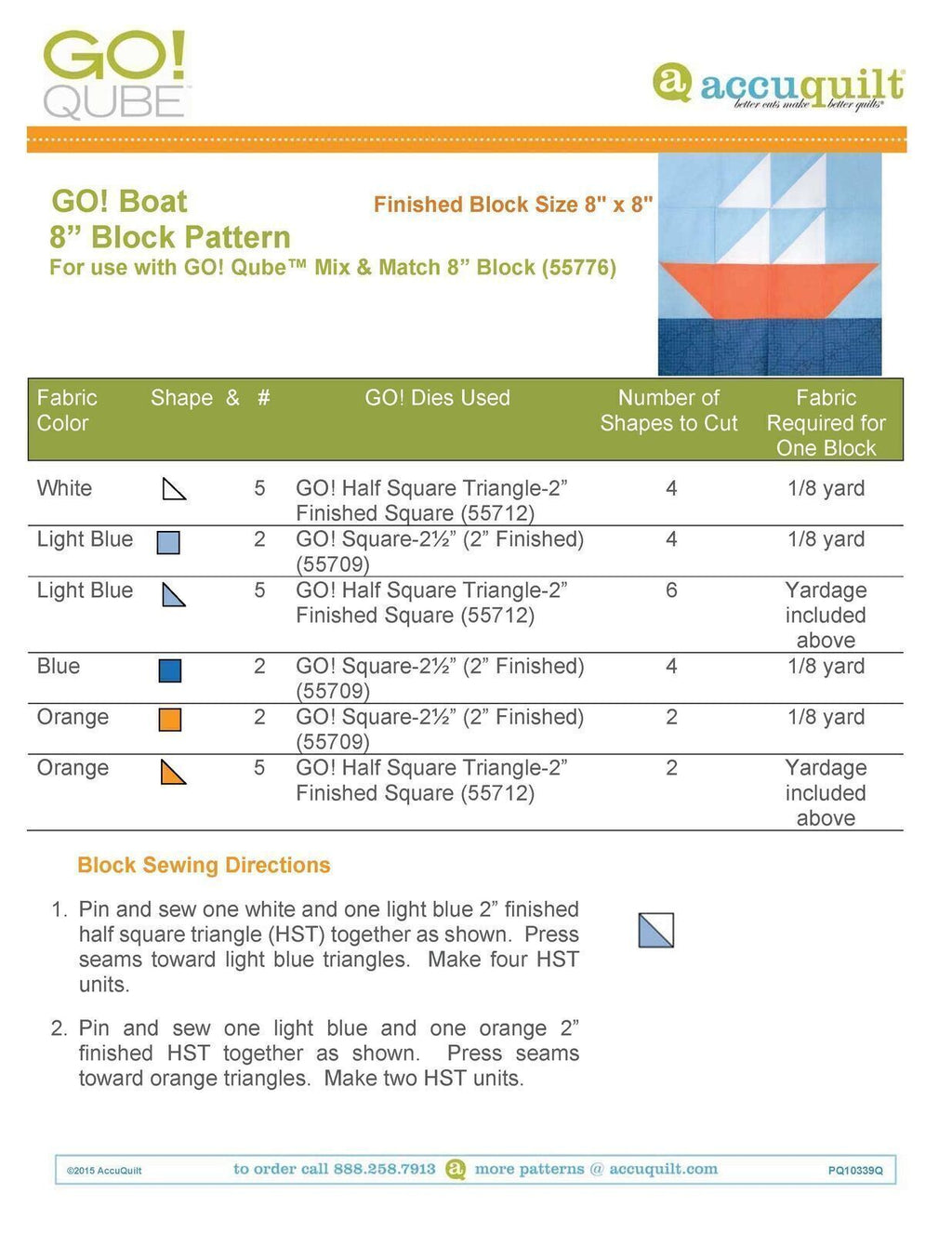 AccuQuilt Go! Qube Manual 8" 3-in-1: BLOCK, CORNERS & ANGLES, 433 PG  Wire Bound