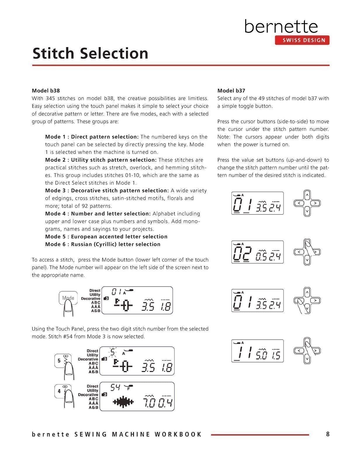 BERNINA Bernette B37 B38 Sewing Machine Mastery Workbook - WIRE BOUND