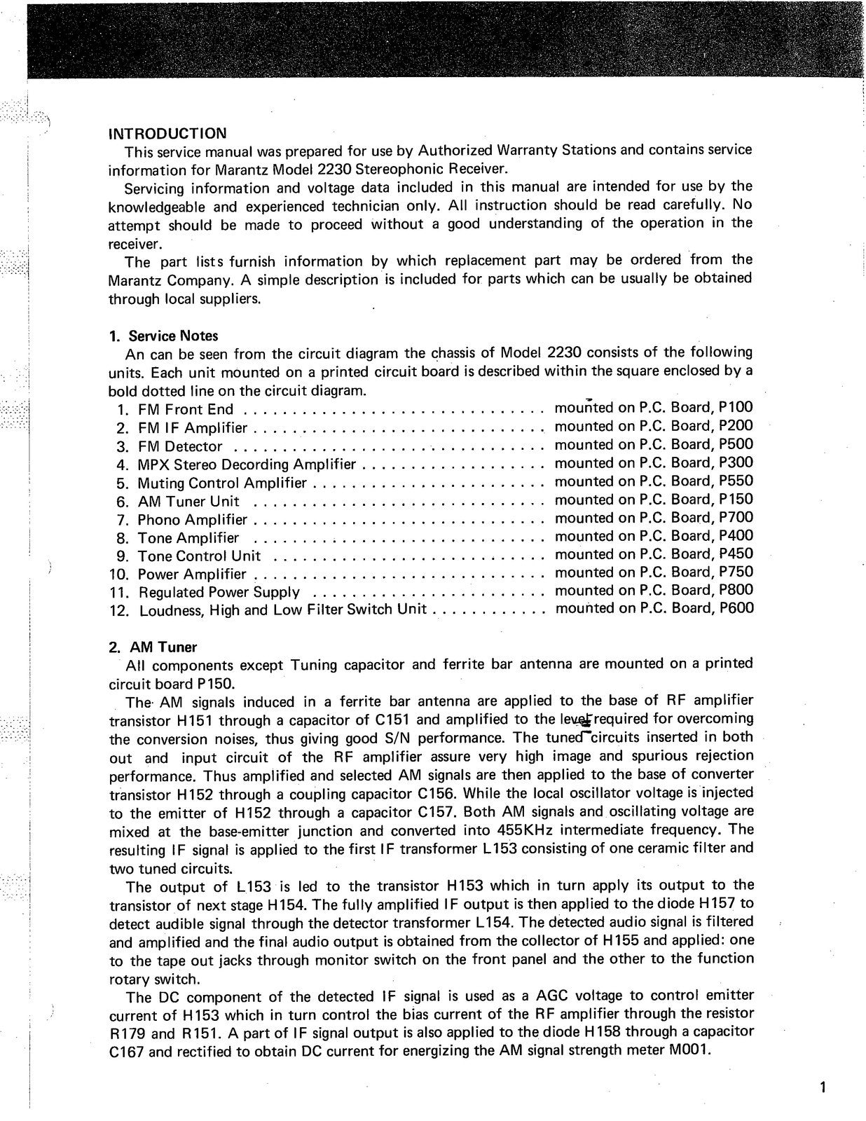 MARANTZ 2230 Receiver Service Manual - STEEL WIRE BOUND - TOUGH COVERS
