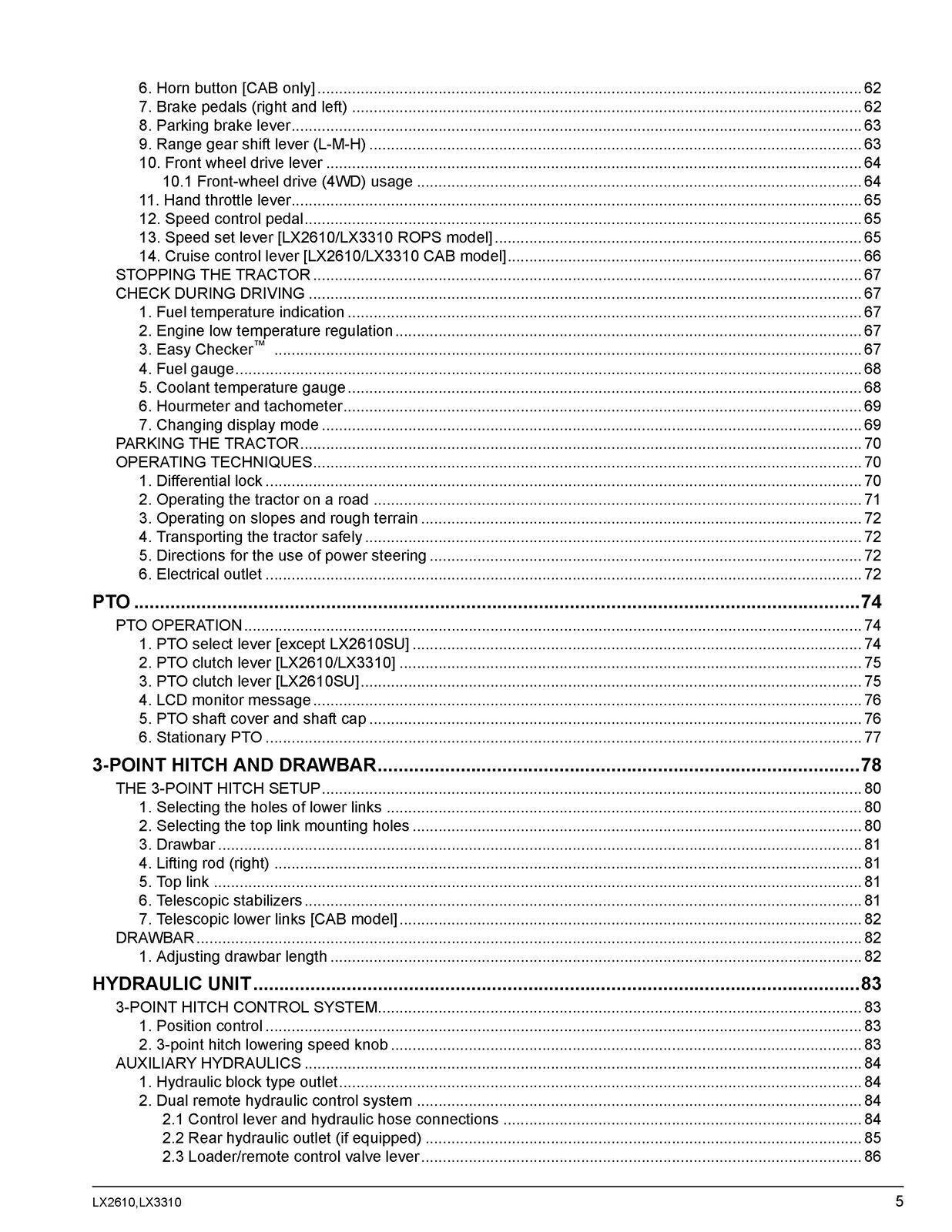 KUBOTA LX2610 LX2610SU LX3310 OPERATORS MANUAL - WIRE BOUND - PROTECTIVE COVERS