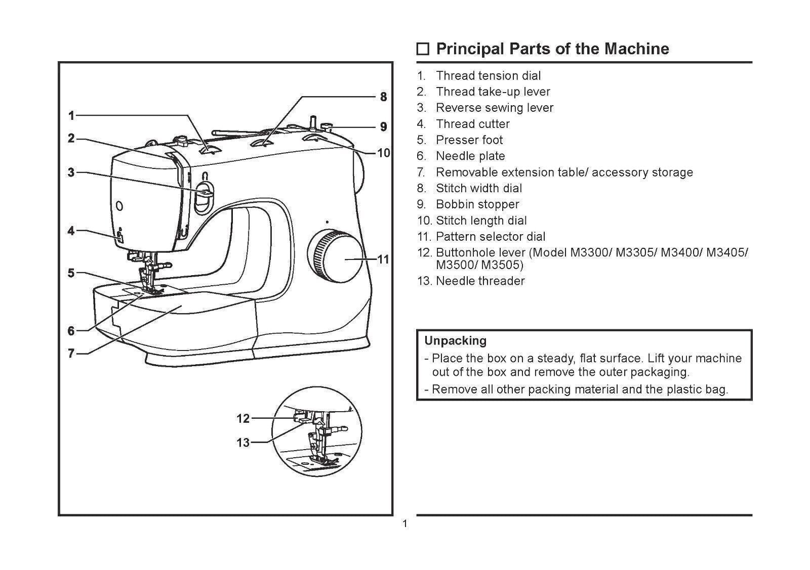 SINGER M3200 M3300 M3330 M3335 M3400 M3500 - M3505 Manual - Loop Bound, Covers!