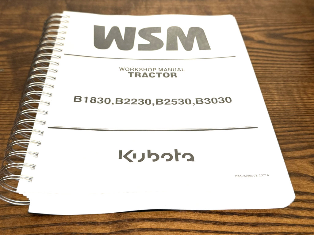 Kubota B1830 B2230 B2530 B3030 WORKSHOP MANUAL, WIRE BOUND, XL FOLDOUT PAGES!