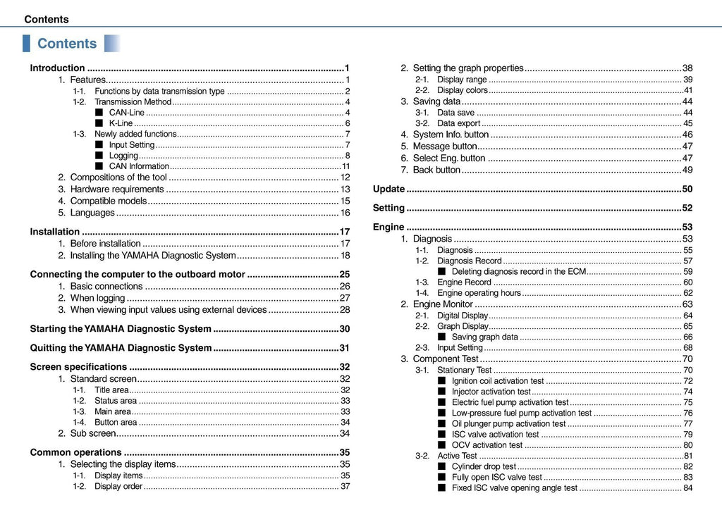 YAMAHA DIAGNOSTIC SYSTEM V 2.00 INSTRUCTION MANUAL - WIRE BOUND - TOUGH COVERS