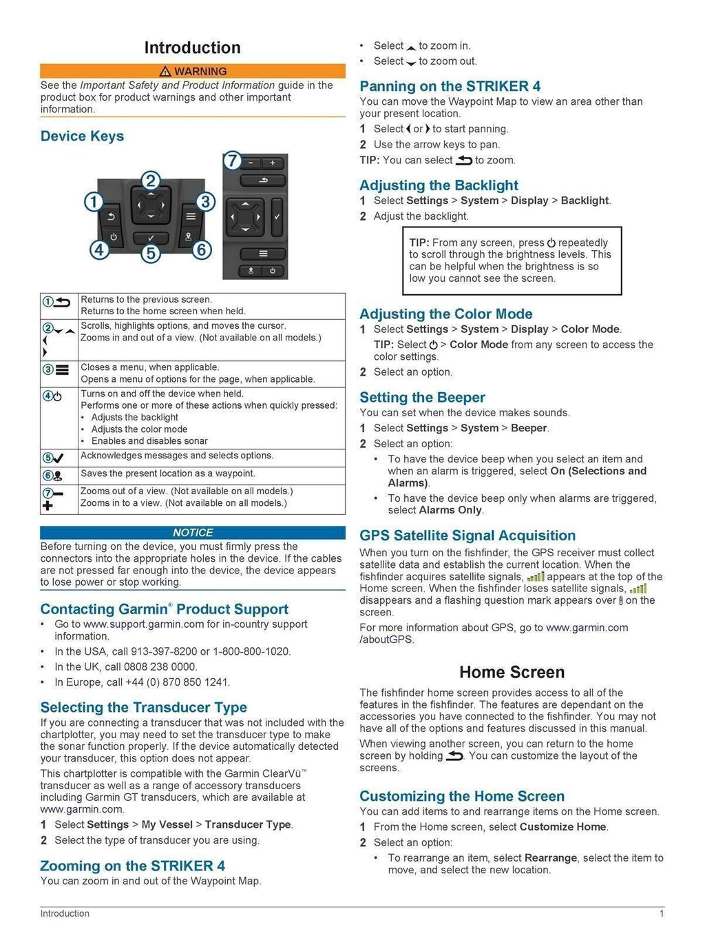 Garmin Striker Series Owners Manual Instructions User Guide - Tough Wire Binding