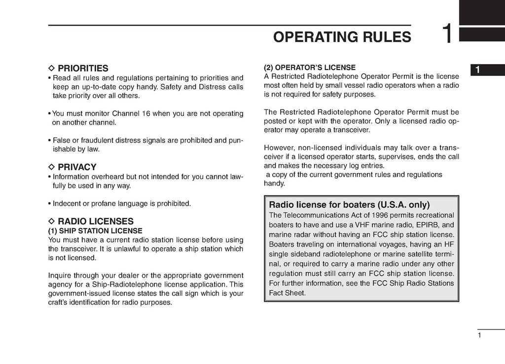 ICOM IC-M604 MARINE TRANSCEIVER INSTRUCTION MANUAL - WIRE BOUND - COVERS