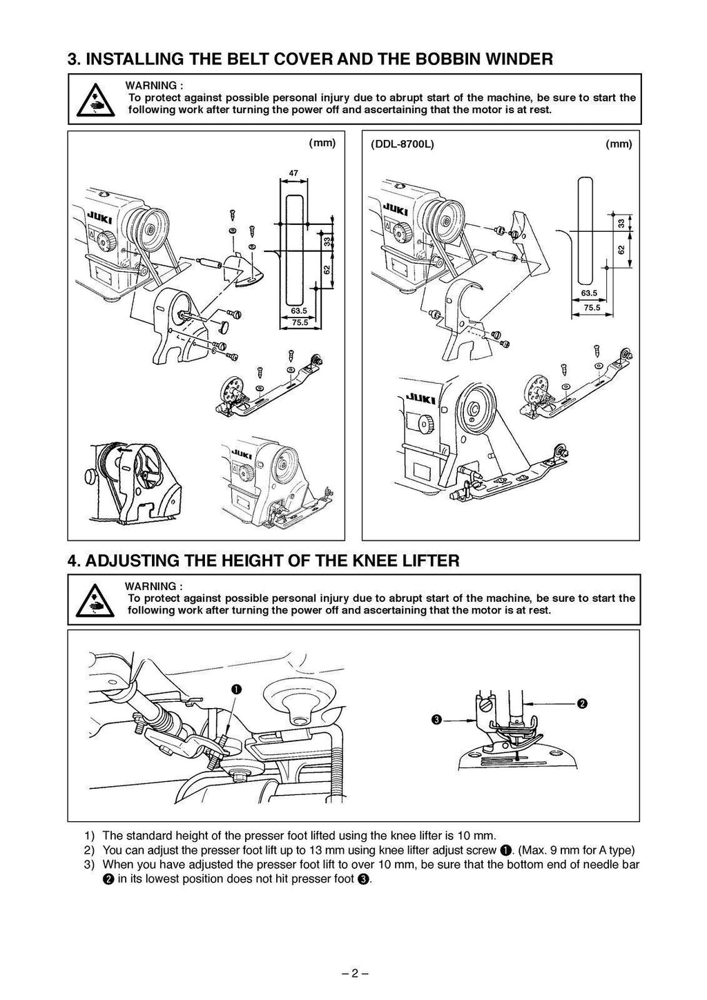 JUKI DDL-8700 Sewing Machine User Manual Operation Guide - TOUGH WIRE BINDING