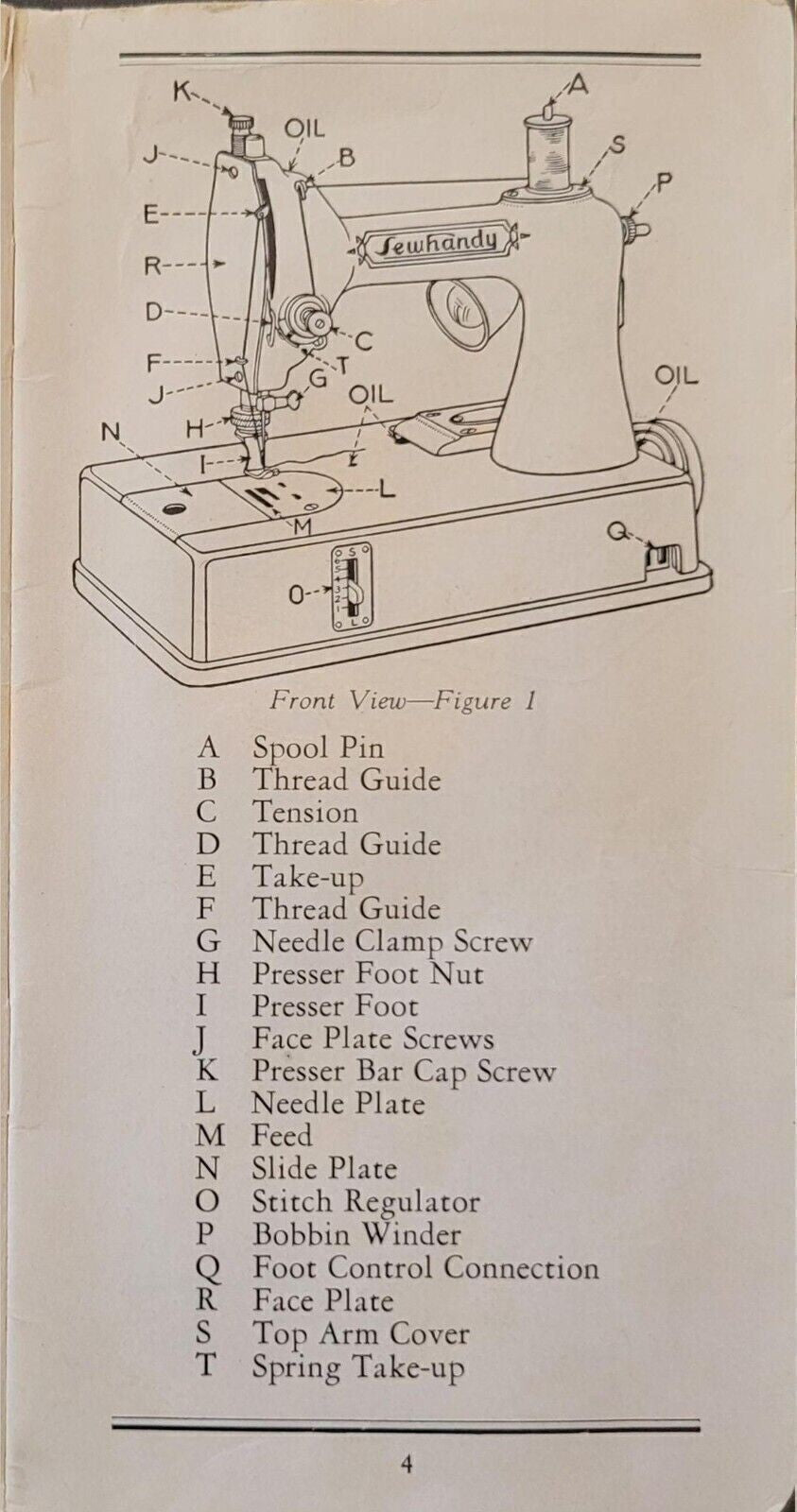 STANDARD SewHandy GE Model A Sewing Machine Instruction Manual, Wire Bound