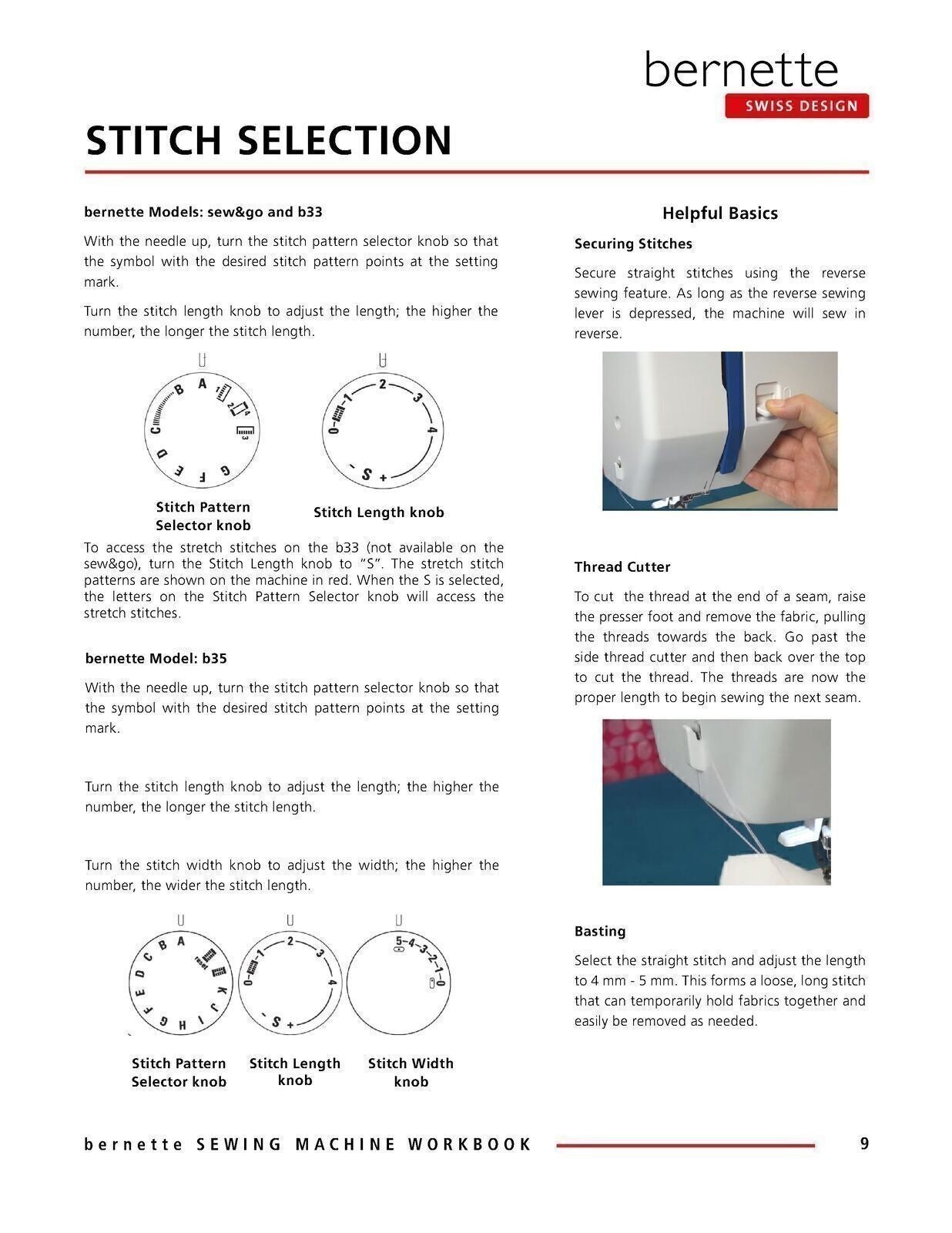 BERNINA Bernette Sew&Go B33 B35 B05 Sewing Machine Mastery Workbook - WIRE BOUND