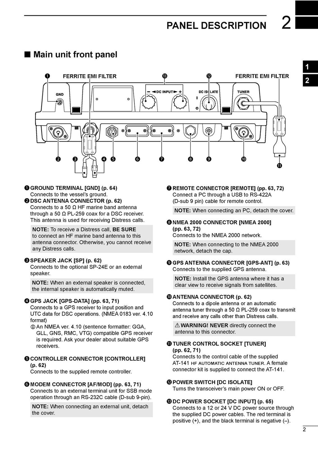 ICOM IC-M804 MARINE TRANSCEIVER INSTRUCTION MANUAL - WIRE BOUND - TOUGH COVERS