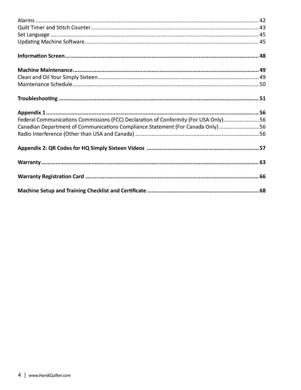 Handi Quilter HQ Simply Sixteen User Owners Manual Instruction - WIRE BINDING