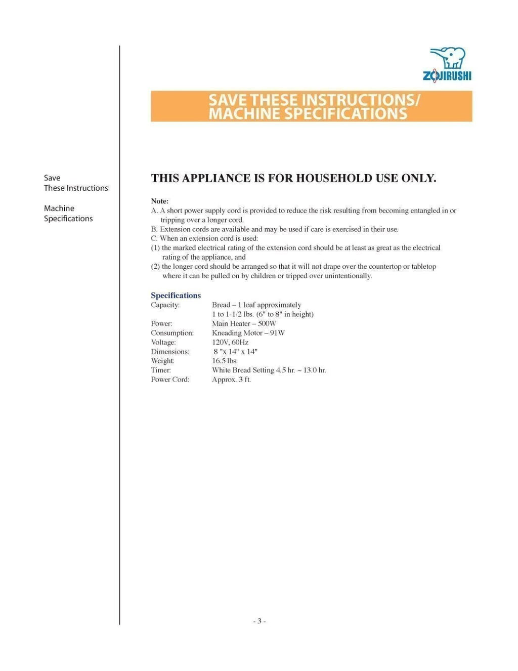 ZOJIRUSHI BBCC-M15 Operation Instructions + Recipes User Manual