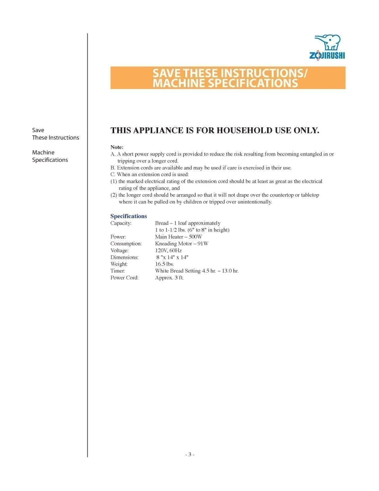 ZOJIRUSHI BBCC-M15 Operation Instructions + Recipes User Manual